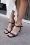 Rojo Women's Black Skin Single Strap Heel Sandals - 7