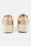 Women Leather Upper Lace Up Casual Shoes, Gold - 4