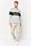 Men Regular Fit Long Sleeve Brand Logo Polo Shirt, Grey - 2