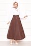 Pocket Detailed Sports Cotton Skirt Brown - 4