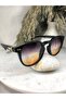 Oval Gradient Transition Purple-Orange Glass Black Women's Sunglasses - 3