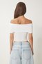 Women's Ecru Carmen Collar Butterfly Detailed Knitted Blouse Fw00008 - 5
