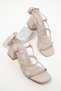 Beige Patent Leather Women's Classic Heeled Shoes 20281 - 2