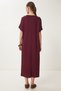Women's Burgundy Button Detailed Summer Knitted Dress Zv00291 - 6