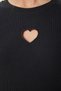 Women's Black Heart Embroidered Ribbed Knitted T-Shirt Zv00289 - 4