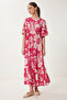 Women's Pink Bone Patterned Summer Woven Dress RG00055 - 3
