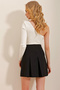Women's Black High Waist Wide Pleated Woven Mini Skirt ALC-X10166 - 5