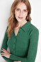 Emerald Green Button Detailed Fitted Crop Polo Neck Ribbed Stretchy Knitted Blouse TWOAW22BZ0522 - 3