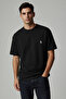 Siyah Regular/Normal Kesim At Nakış Detaylı %100 Pamuklu T-Shirt TMNSS24TS00056 - 2