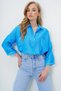 Women's Blue Double Pocket Oversize Woven Shirt Alc-X13960 - 3