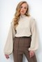 Women's Beige Judge Collar Front Buttoned Balloon Sleeve Textured Shirt Blouse Alc-X11872 - 5