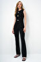 Women's Black Crew Neck Gold Buttoned Ottoban Blouse and Spanish Flare Pants Set Alc-X13981 - 5