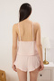 Pembe Dantel Detaylı Fitilli Şortlu Örme Pijama Takımı THMSS25PT00331 - 4