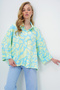 Women's Green Blue Digital Printed Oversize Double Sleeve Premium Woven Shirt Alc-X13953 - 4