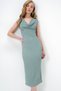 Women's Khaki Degaje Collar Wrap Fabric Sleeveless Summer Dress Alc-X14128