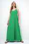Women's Green Adjustable Strap V-Neck Aerobin Summer Dress Alc-X14067 - 3