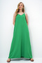 Women's Green Adjustable Strap V-Neck Aerobin Summer Dress Alc-X14067