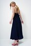 Women's Navy Blue Rope Strap Back Tie Detailed Maxi Length Summer Dress Alc-X13471 - 7