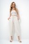 Women's Ecru Front Stitching Detailed 4-Pocket Shalwar Cut Woven Linen Trousers Alc-X14050 - 3