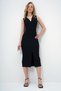 Women's Black Deep V-Neck Accessory Front Slit Ottoban Dress Alc-X13966 - 5