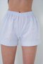Women's Pink Blue Double Cuff and Leg Detailed Woven Shirt and Shorts Pajama Set Pjm-X13919 - 6