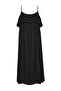 Siyah Dokuma Volanlı Maxi Plaj Elbise TBESS25EL00132 - 8