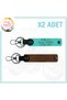 Motorcuya, Personalized Set of 2 Keychains with Name Plate and B(+) Blood Type Written, Light Brown-Turquoise