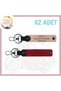 Yavruağzı-Red, Special for Biker's Loved Ones, Leather 2-Piece Keychain with Name Plate and 0 Rh (-) Written