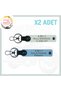 For Drivers, Custom Set of 2 Keychains with Name Plate and a Rh (-) Blood Type Written, Sky Blue-White