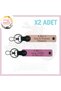Puppy-Pink, Custom for Bikers, Gift 2-Piece Keychain with Name Plate and a Rh (-) Blood Type Lettering