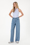 Women's Light Blue Loose Fit Jean Trousers 50304321-Dn0021 - 3