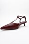 Asher Burgundy Skin Pointed Toe Open Back Women's Low Heeled Shoes - 4