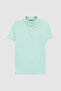 Ds Damat Regular Fit Mint 100% Cotton Long Lasting Non-Curling Polo Neck Embroidered T-Shirt - 5