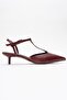 Asher Burgundy Skin Pointed Toe Open Back Women's Low Heeled Shoes - 6