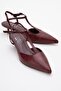Asher Burgundy Skin Pointed Toe Open Back Women's Low Heeled Shoes