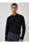 Pique Knit Mandarin Collar Slim Fit Shirt