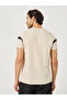 Contrast Panel Slogan Print Regular Fit T-Shirt with Badge Detail - 4