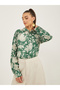 Floral Print Spread Collar Oversized Shirt - 3