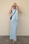 Baby Blue Crew Neck Women's Long Vest Mg2331 - 6