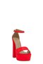 Red Satin Single Strap Platform Heeled Women's Shoes - 2
