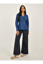 Women Navy Blue Solid Pleated Regular Fit Wrap Shirt - 2