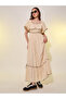 Contrast Stich Detail Flared Sleeves A-Line Maxi Dress - 2