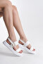 Women's White Double-Strapped Buckle Detailed Daily Comfortable Sandals - 4