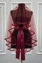 Burgundy Bridal Veil Set, Glass Beads and Pearls, Henna Night Veil Face Cover Set 6 Piece - 3