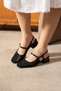 Dennys Lace Fabric Detailed Black Women's Evening Dress Heeled Shoes - 2