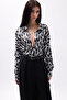 Black Crop Shirt - Patterned