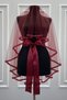 Burgundy Bridal Veil Set, Glass Beads and Pearls, Henna Night Veil Face Cover Set 6 Piece - 8