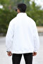 Men's Oversize Sweatshirt White Half Zipper Stand Collar Cotton Blend Ribbed - 10012 - 3