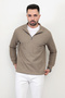 Men's Mink Color Half Zipper Thessaloniki Sweat - 5716 - 5