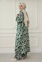 Green Suit with Chain Pattern Long Kimono - 4